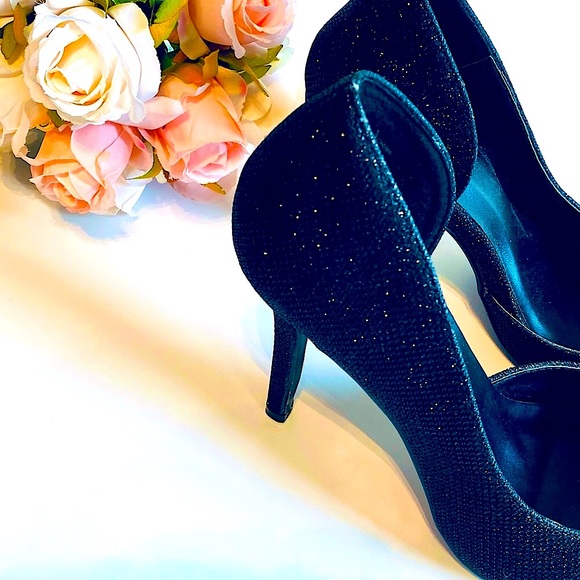 NIB LE CHATEAU Glitter Chic D'Orsay Pumps Black - Picture 3 of 6